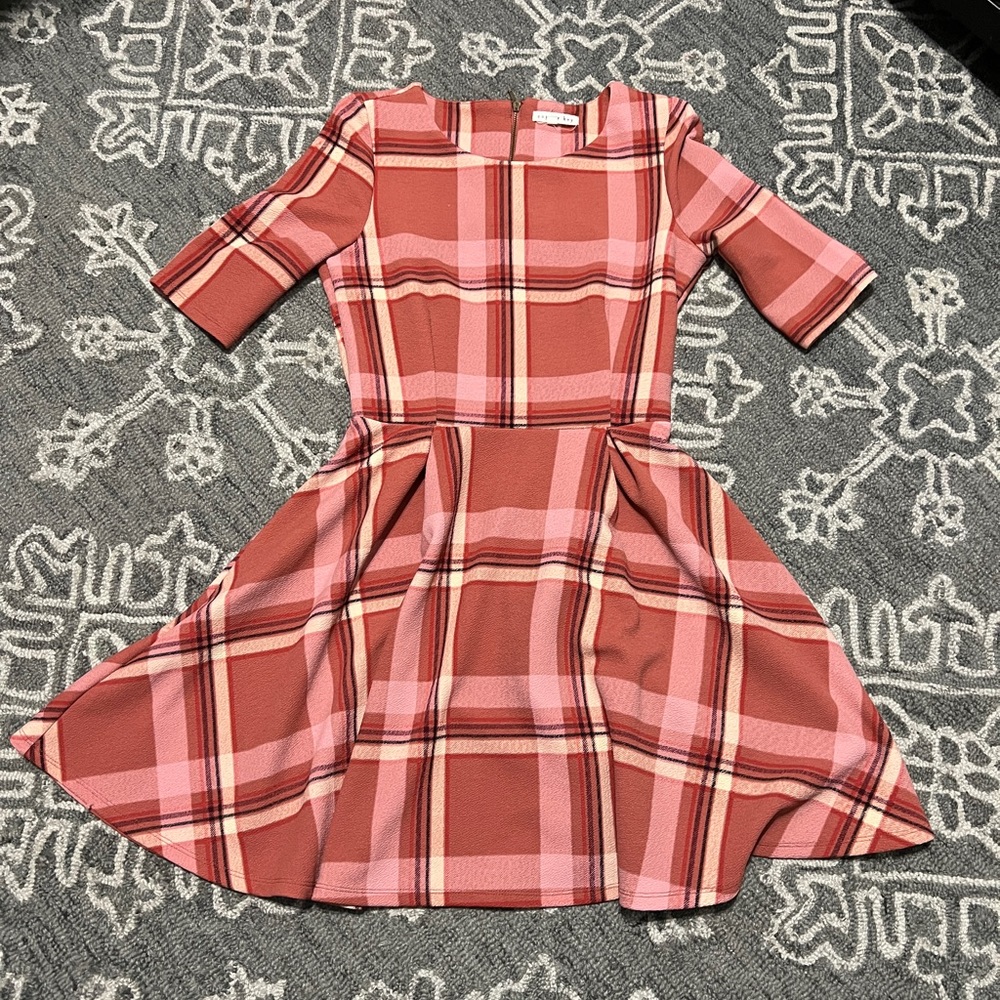Copper Key Pink Plaid Dress